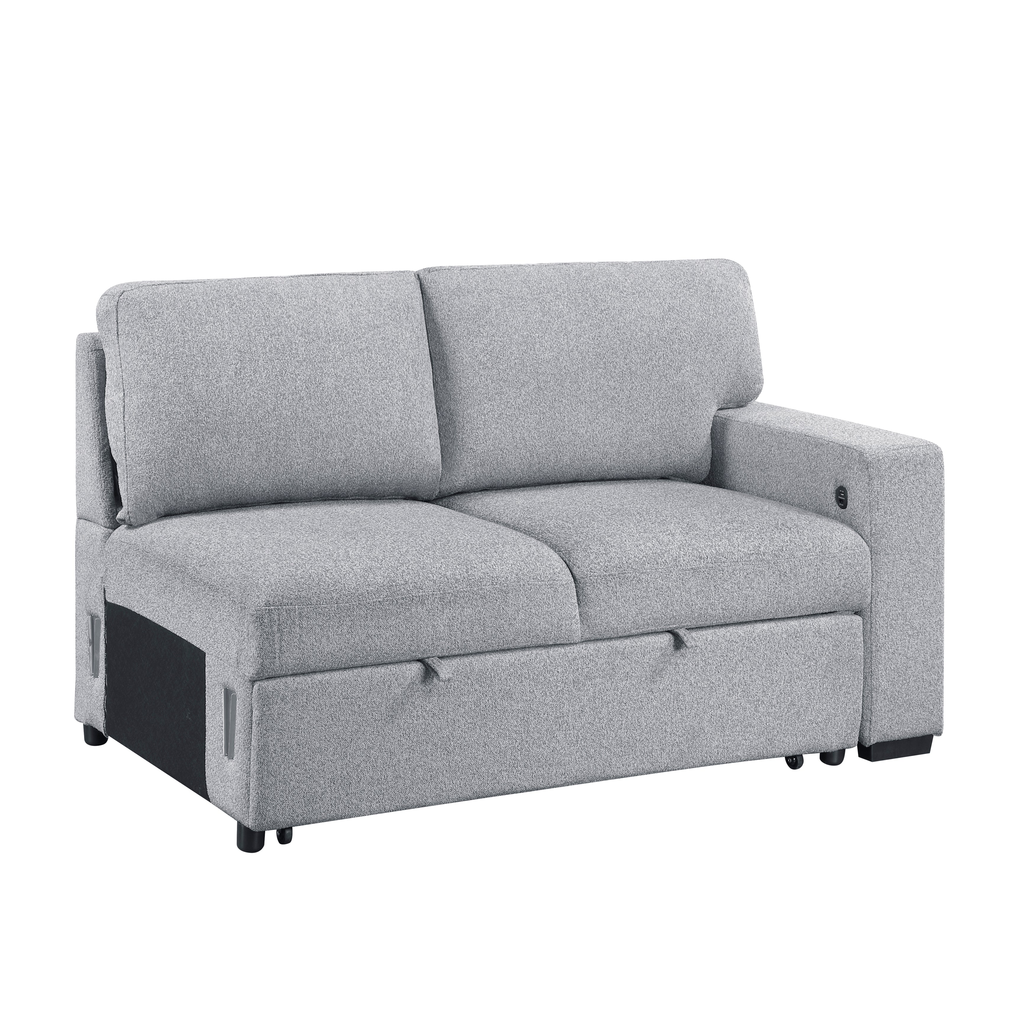 9630GY*42LRC (4)Sectional with Right Chaise, Pull-out Bed and Hidden Storages, Charging Ports - 9630GY*42LRC