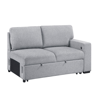 9630GY*42LRC (4)Sectional with Right Chaise, Pull-out Bed and Hidden Storages, Charging Ports - 9630GY*42LRC