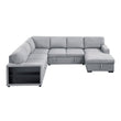 9630GY*42LRC (4)Sectional with Right Chaise, Pull-out Bed and Hidden Storages, Charging Ports - 9630GY*42LRC