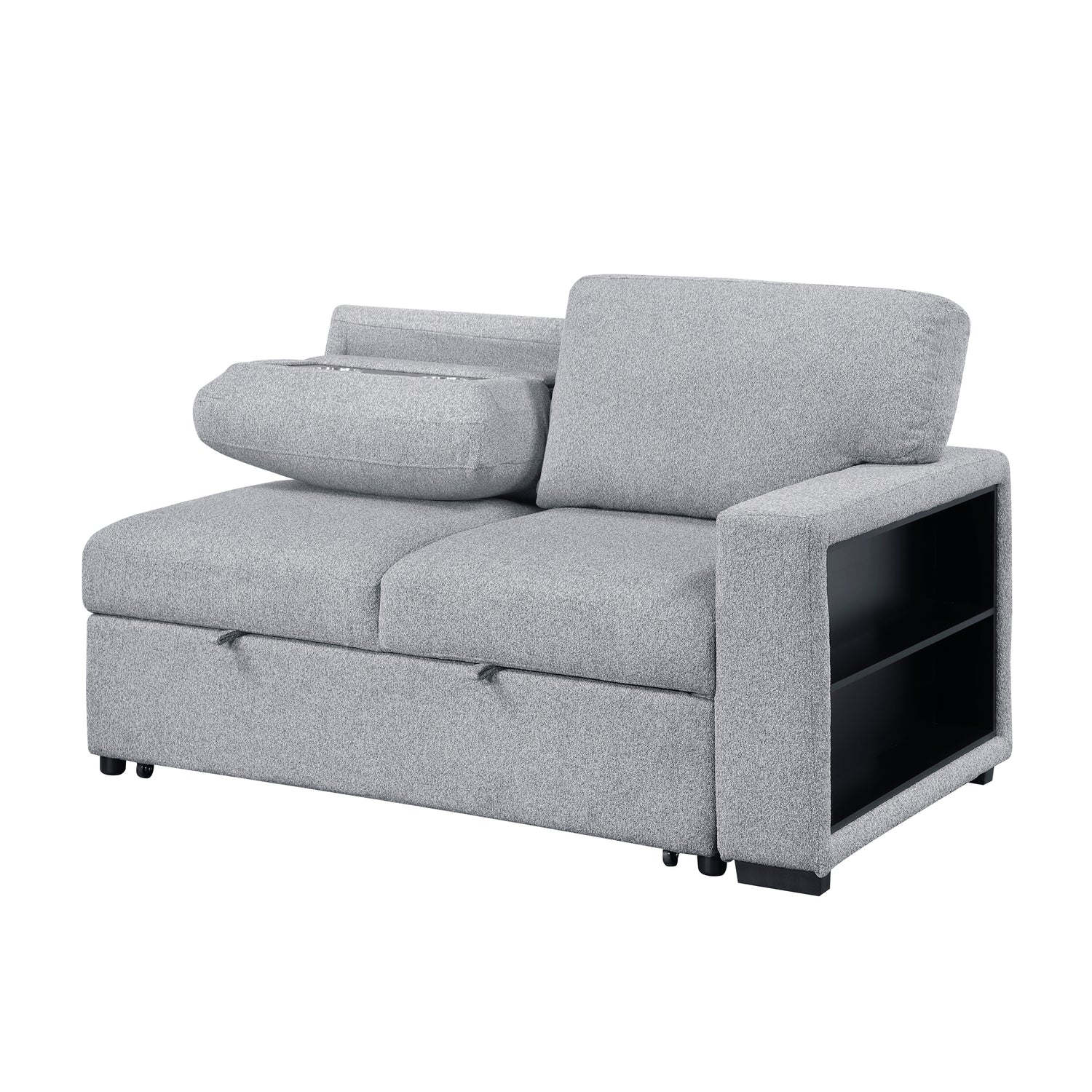 9630GY*42LRC (4)Sectional with Right Chaise, Pull-out Bed and Hidden Storages, Charging Ports - 9630GY*42LRC