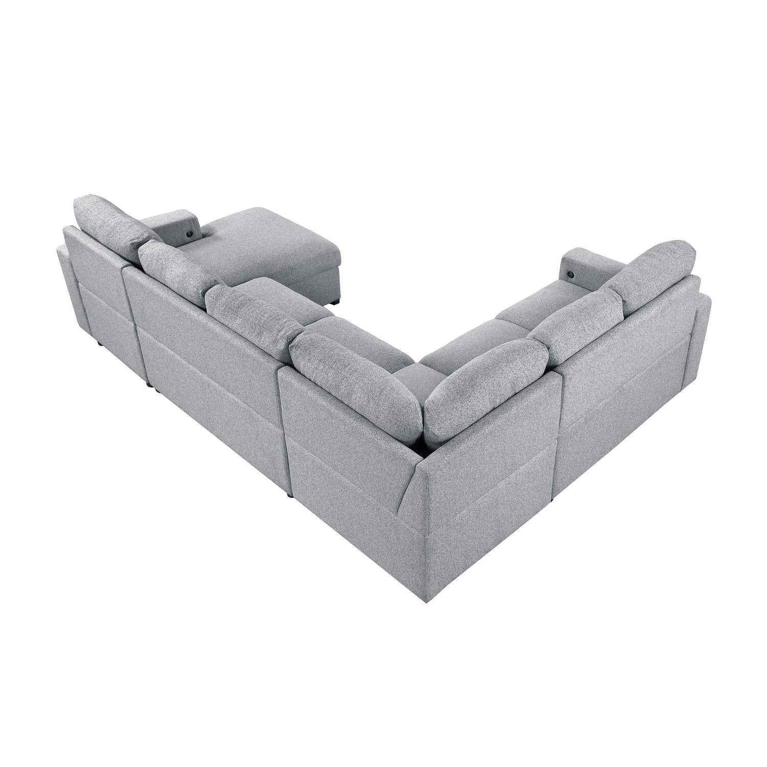 9630GY*42LRC (4)Sectional with Right Chaise, Pull-out Bed and Hidden Storages, Charging Ports - 9630GY*42LRC