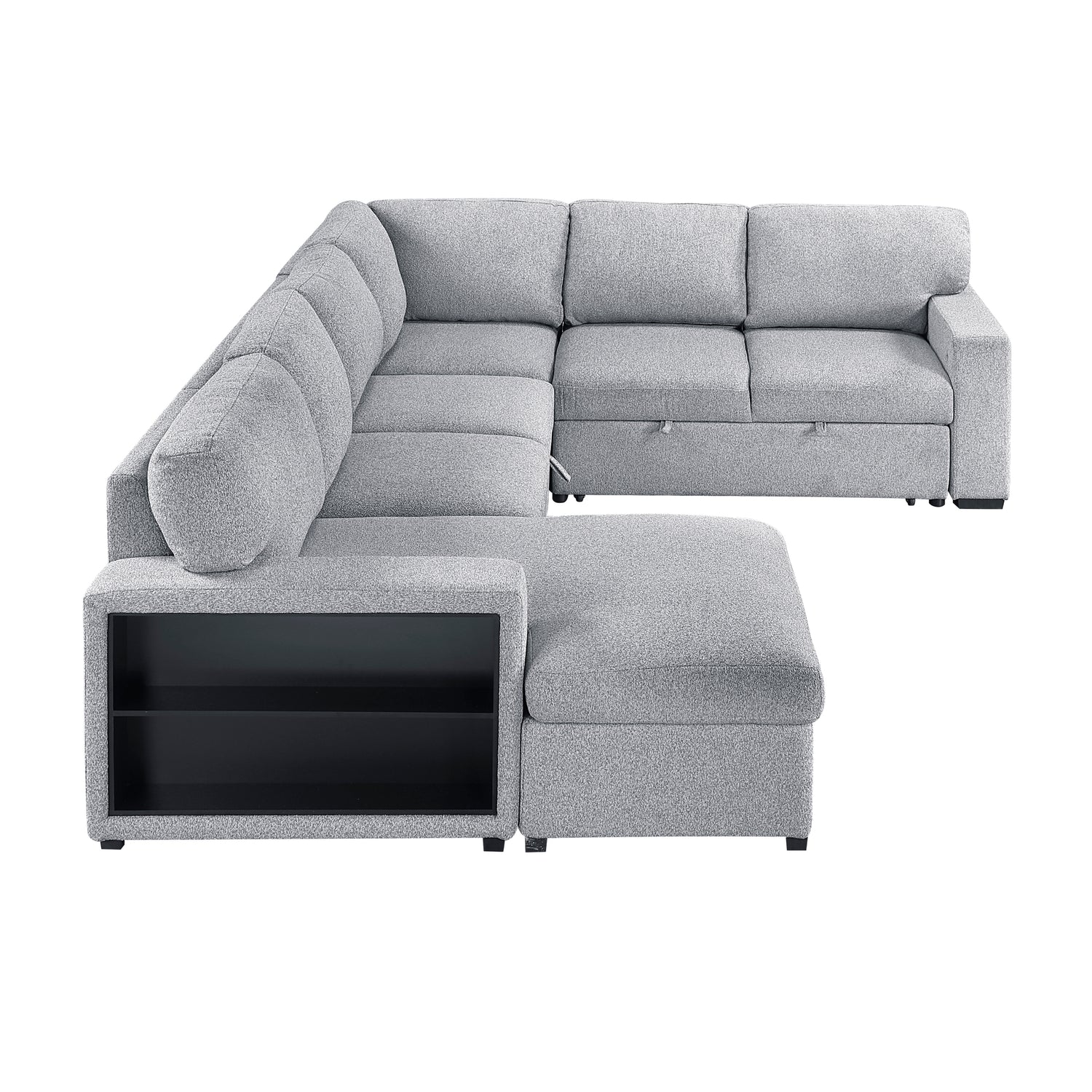 9630GY*4LC2R (4)Sectional with Left Chaise, Pull-out Bed and Hidden Storages, Charging Ports - 9630GY*4LC2R