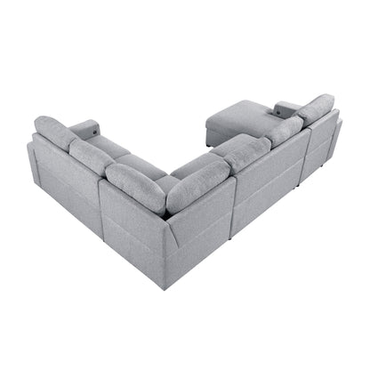 9630GY*4LC2R (4)Sectional with Left Chaise, Pull-out Bed and Hidden Storages, Charging Ports - 9630GY*4LC2R