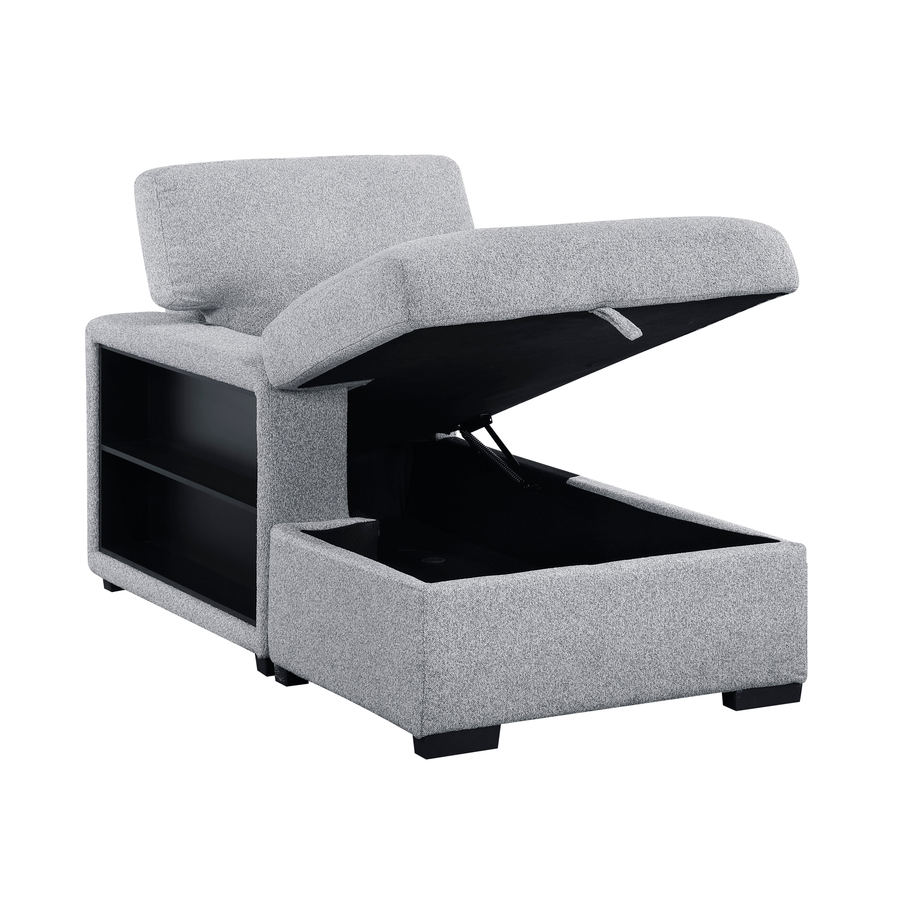 9630GY-LC Left Side Chaise with Hidden Storage, 2-Seater&