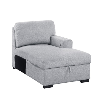 9630GY-RC Right Side Chaise with Hidden Storage, 2-Seater&