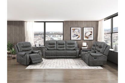 Oberon Dark Gray Double Reclining Living Room Set from Homelegance - Luna Furniture