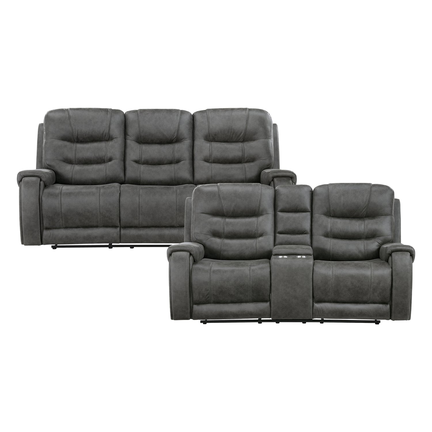 9634DGY*2 2pc Set: Sofa, Love - 9634DGY*2