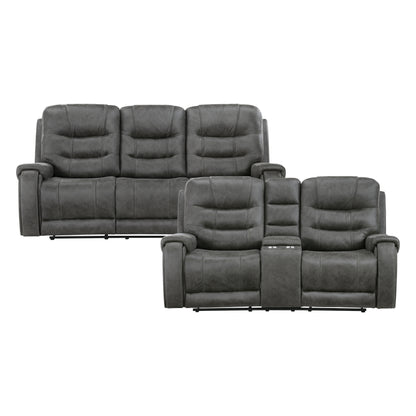 9634DGY*2 2pc Set: Sofa, Love - 9634DGY*2