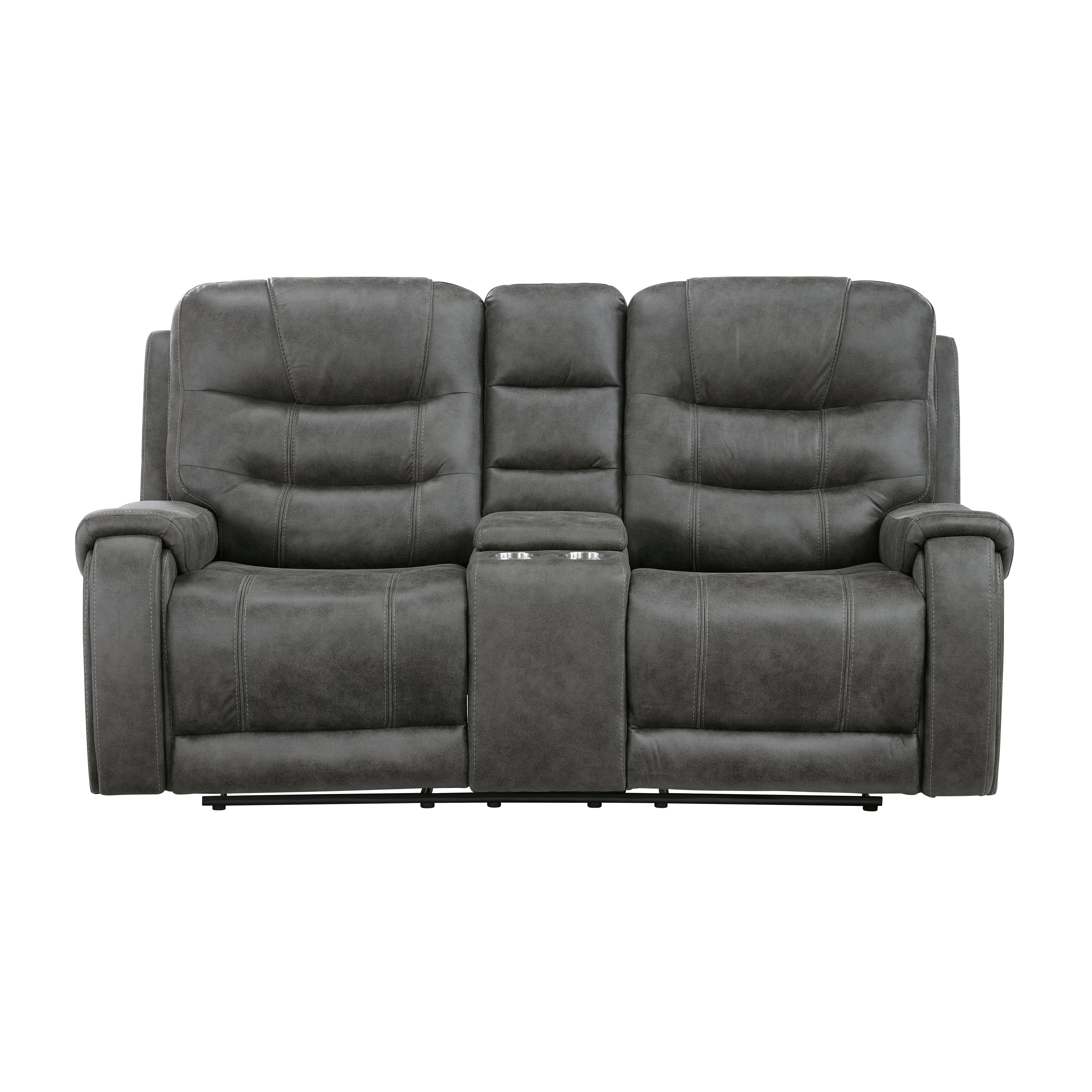 Oberon Dark Gray Double Reclining Living Room Set from Homelegance - Luna Furniture