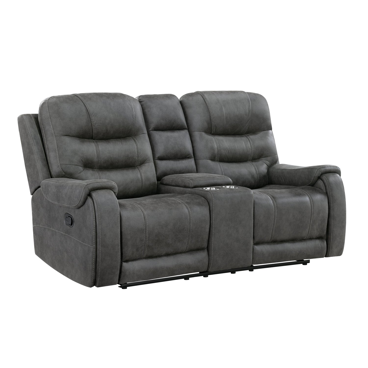 Oberon Dark Gray Double Reclining Living Room Set from Homelegance - Luna Furniture