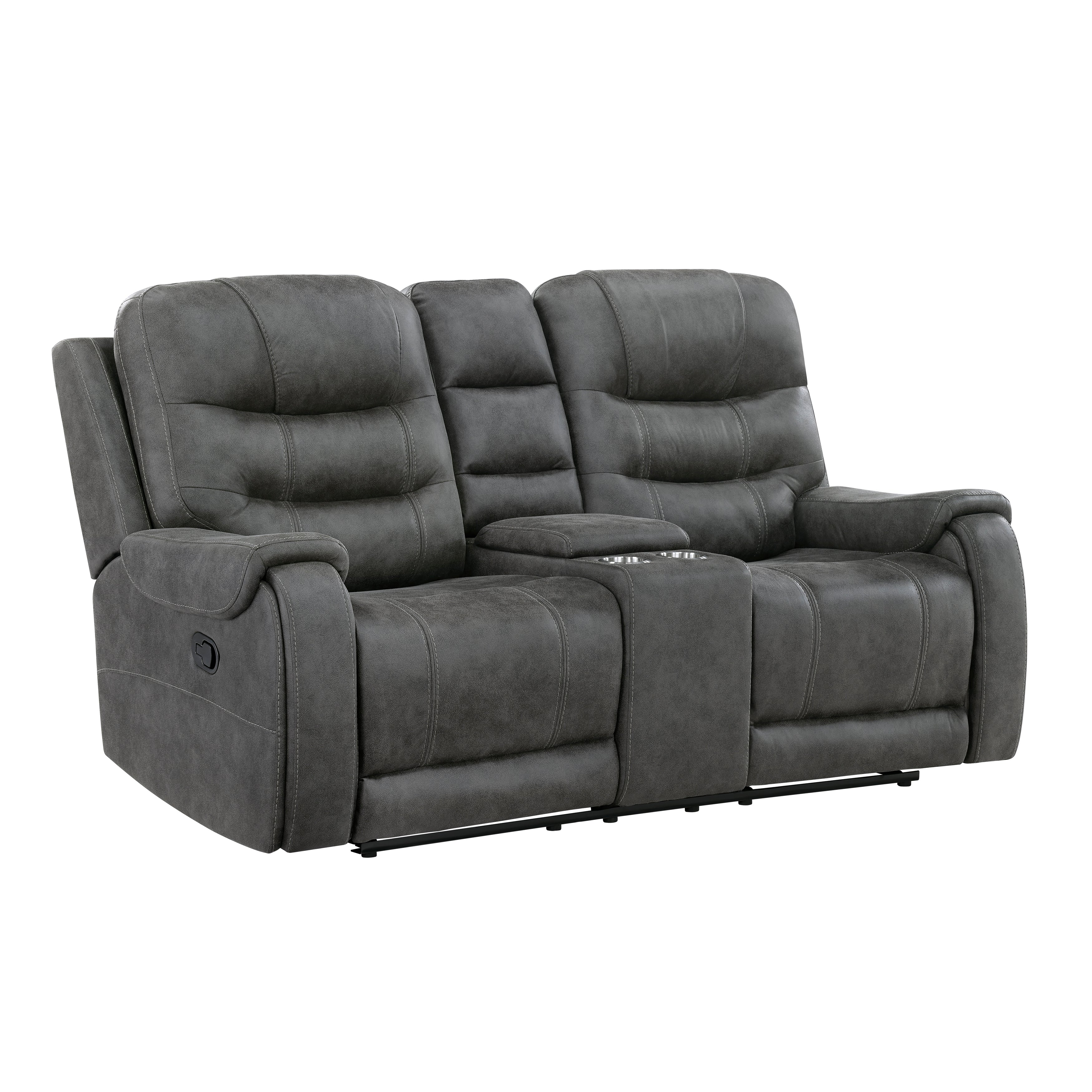 Oberon Dark Gray Double Reclining Living Room Set from Homelegance - Luna Furniture