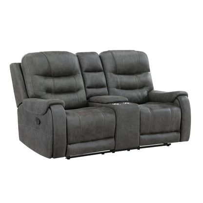 Oberon Dark Gray Double Reclining Living Room Set from Homelegance - Luna Furniture