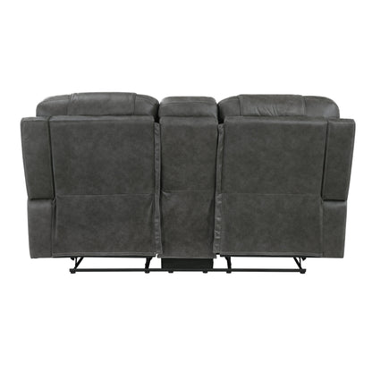 Oberon Dark Gray Double Reclining Living Room Set from Homelegance - Luna Furniture