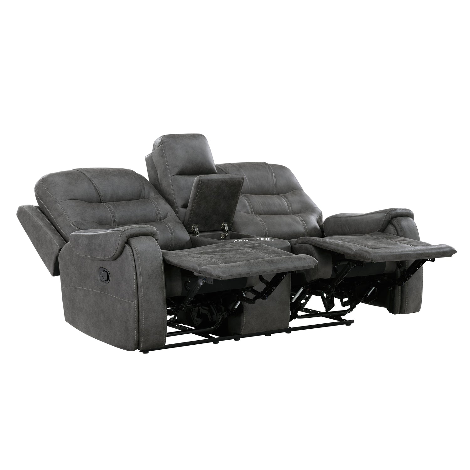 Oberon Dark Gray Double Reclining Living Room Set from Homelegance - Luna Furniture