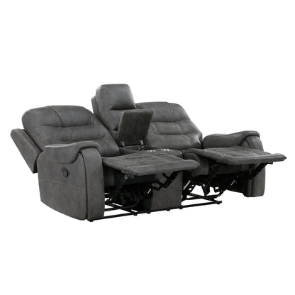 Oberon Dark Gray Double Reclining Living Room Set from Homelegance - Luna Furniture