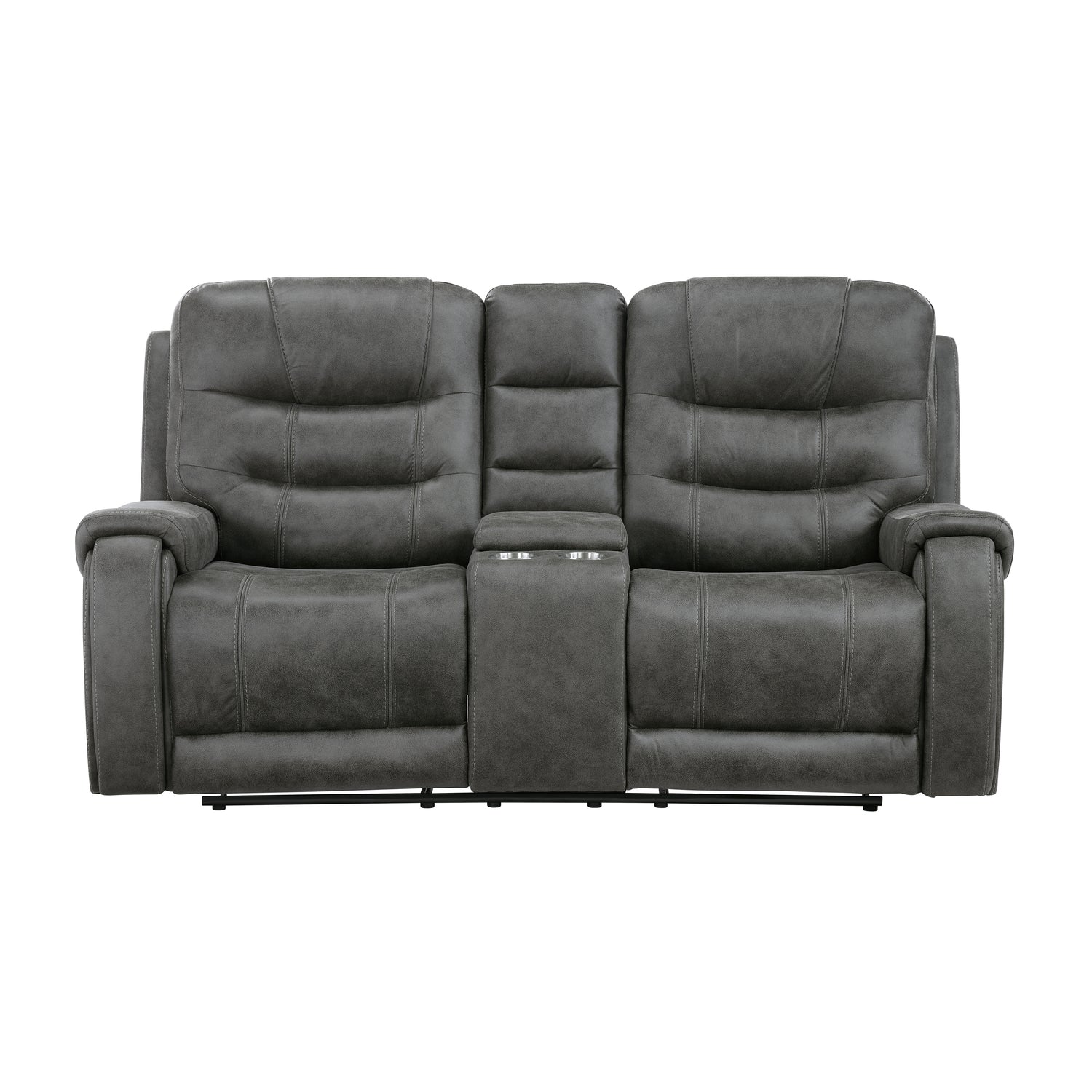 9634DGY-2 Double Reclining Love Seat with Center Console - 9634DGY-2