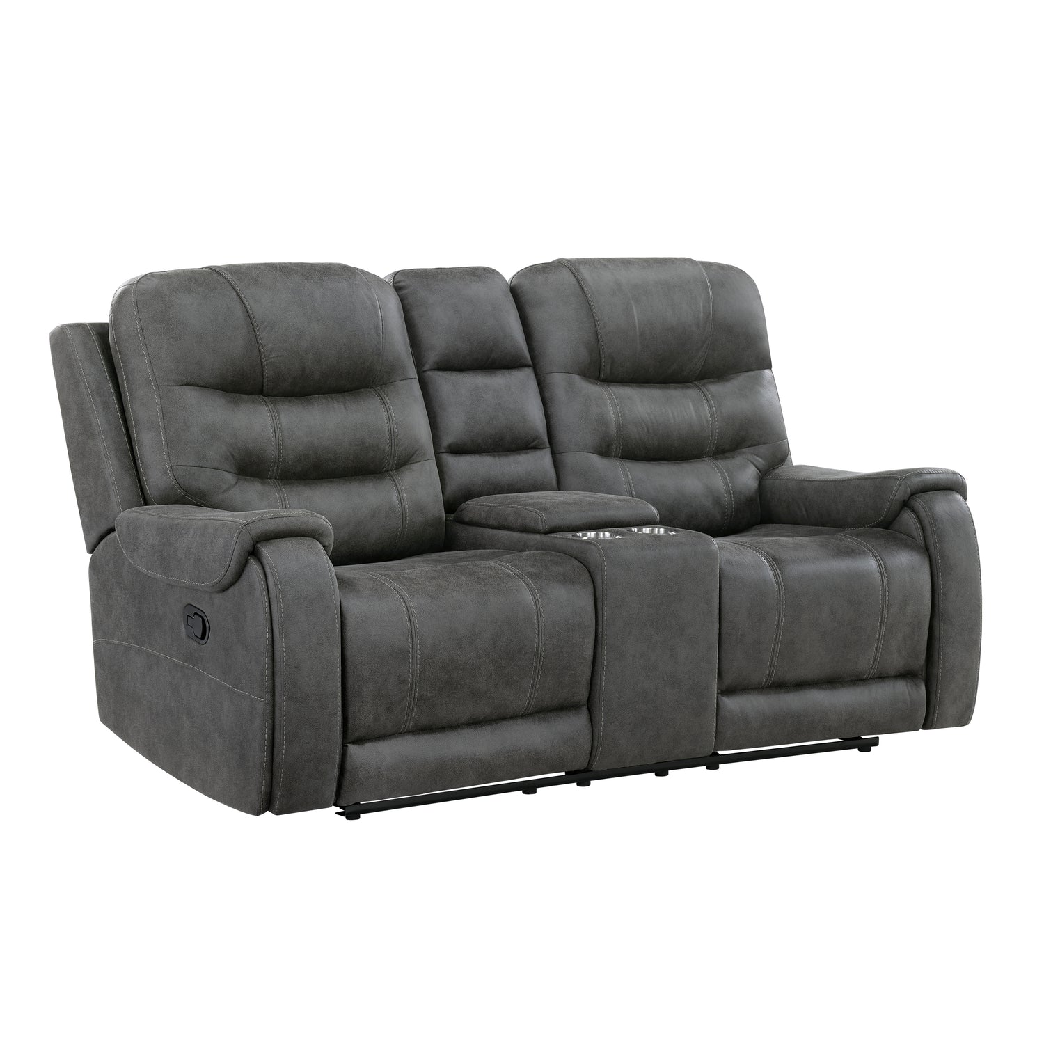 9634DGY-2 Double Reclining Love Seat with Center Console - 9634DGY-2
