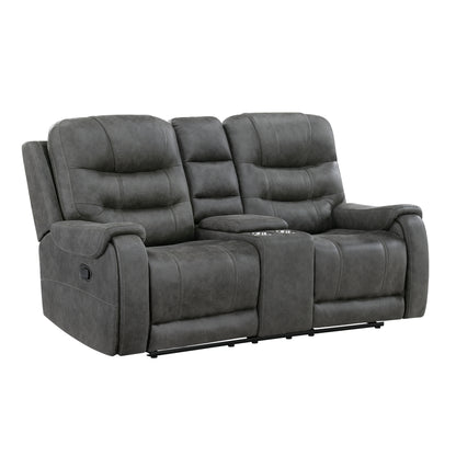 9634DGY-2 Double Reclining Love Seat with Center Console - 9634DGY-2