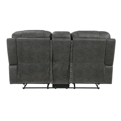 9634DGY-2 Double Reclining Love Seat with Center Console - 9634DGY-2