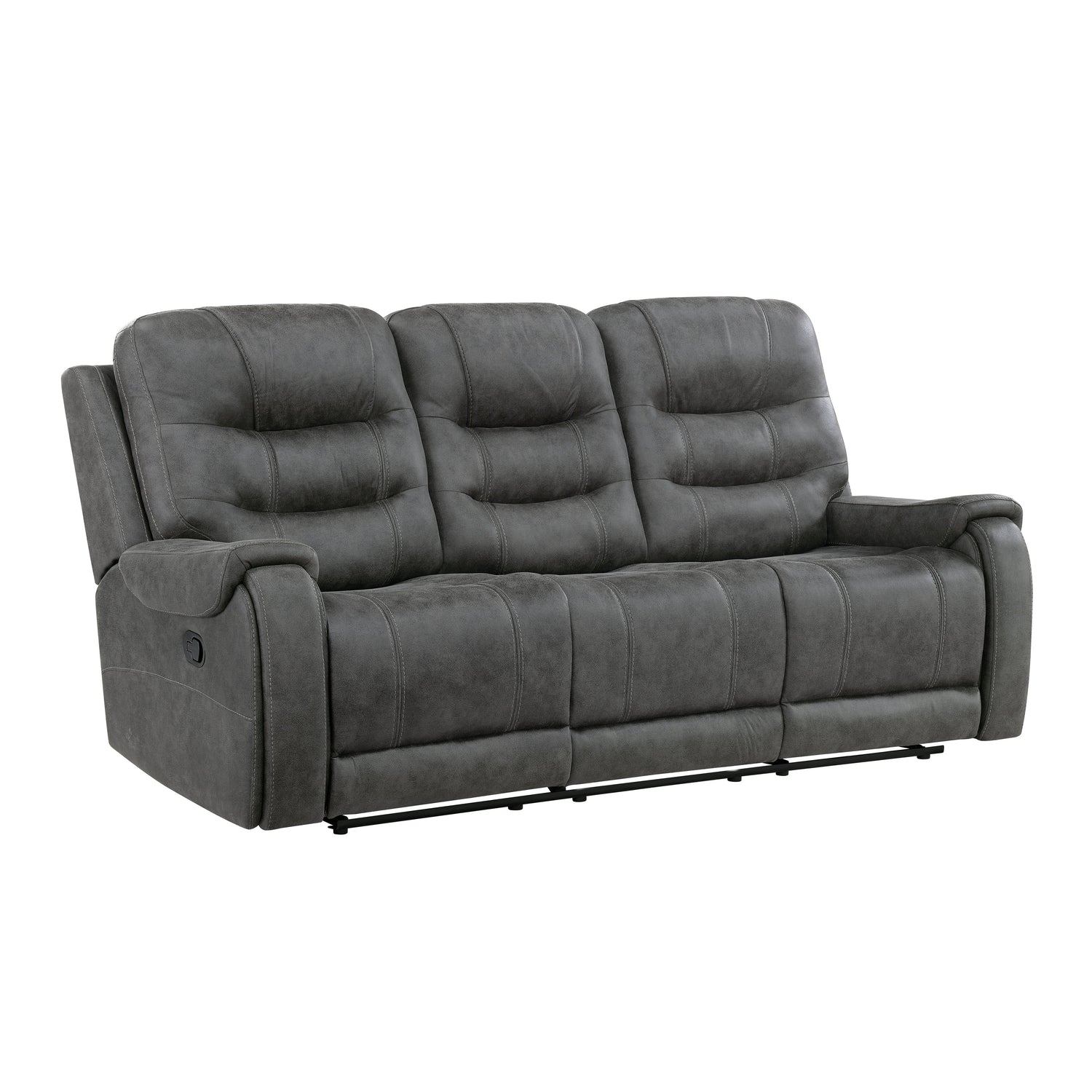 Oberon Dark Gray Double Reclining Living Room Set from Homelegance - Luna Furniture