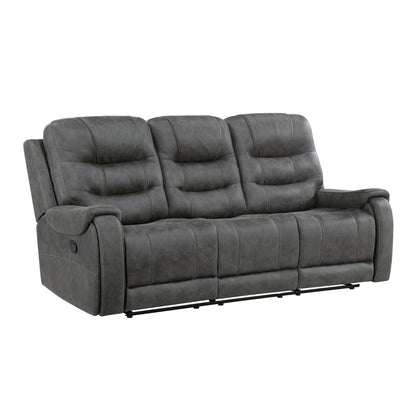 Oberon Dark Gray Double Reclining Living Room Set from Homelegance - Luna Furniture