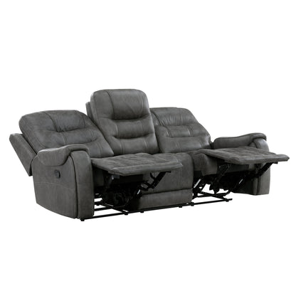 Oberon Dark Gray Double Reclining Living Room Set from Homelegance - Luna Furniture