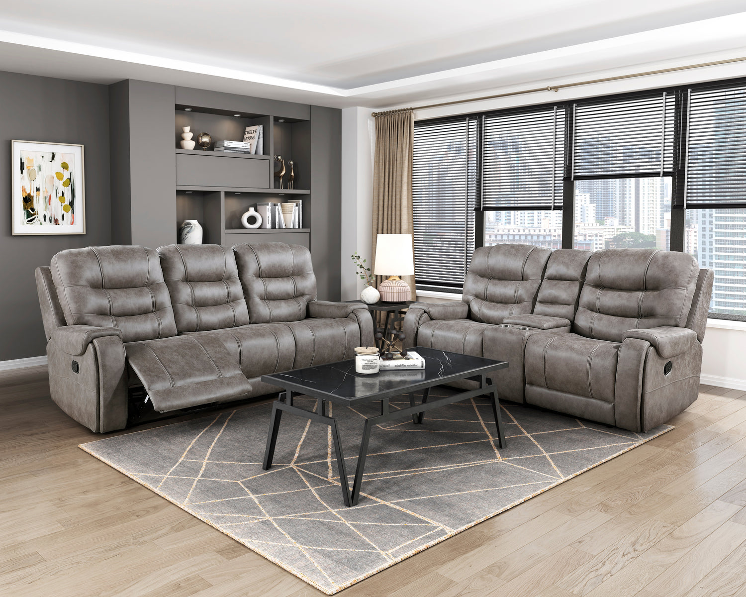 9634GBR-2 Double Reclining Love Seat with Center Console - 9634GBR-2