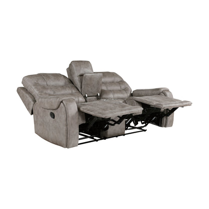 Oberon Grayish Brown Double Reclining Living Room Set from Homelegance - Luna Furniture