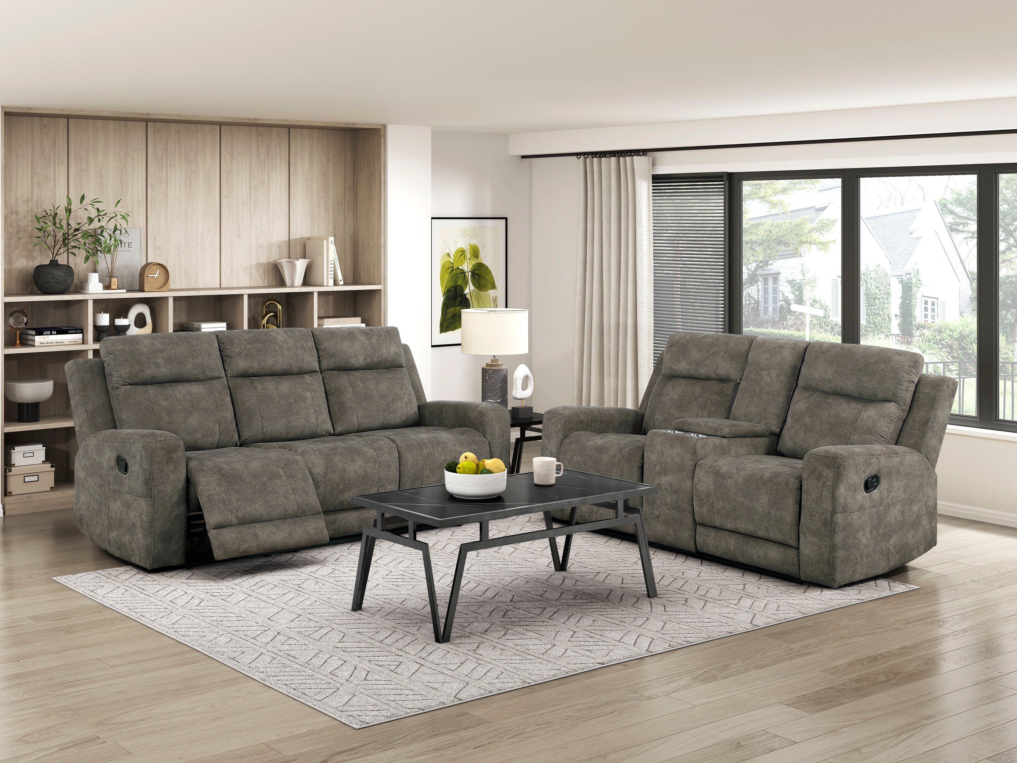 9635BR-2 Double Reclining Love Seat with Center Console - 9635BR-2