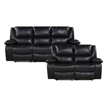9639BK*2 2pc Set: Sofa, Love - 9639BK*2