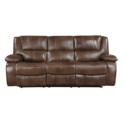Ellicott Brown Leather Double Reclining Living Room Set from Homelegance - Luna Furniture