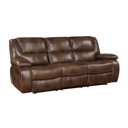 Ellicott Brown Leather Double Reclining Living Room Set from Homelegance - Luna Furniture