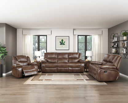Ellicott Brown Leather Double Reclining Living Room Set from Homelegance - Luna Furniture