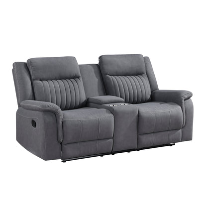 9646GY-2 Double Reclining Love Seat with Center Console - 9646GY-2