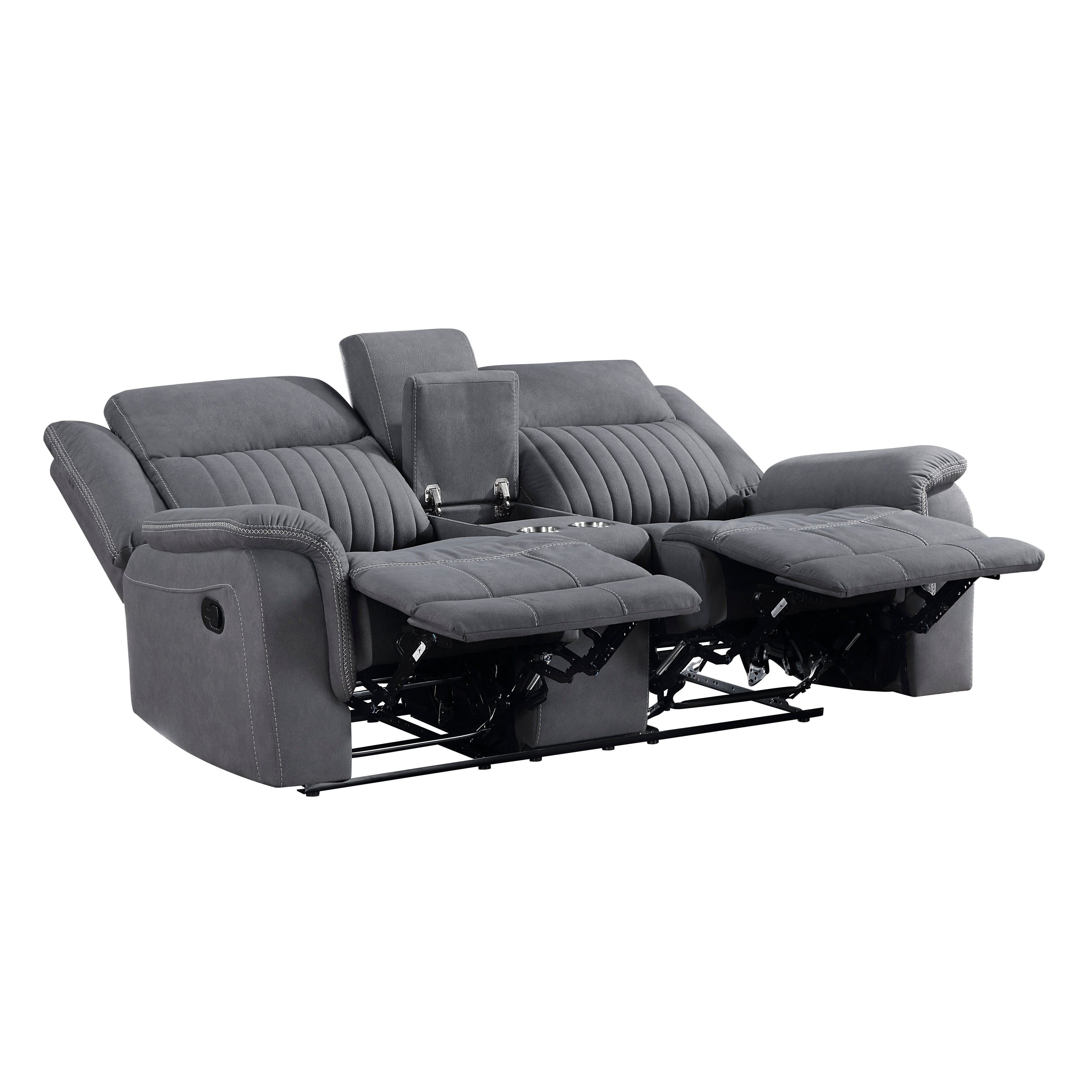 9646GY-2 Double Reclining Love Seat with Center Console - 9646GY-2