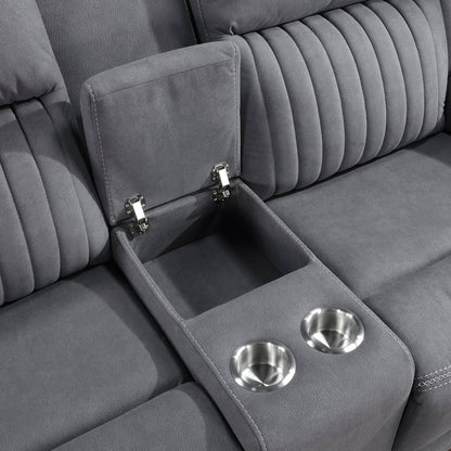 9646GY-2 Double Reclining Love Seat with Center Console - 9646GY-2