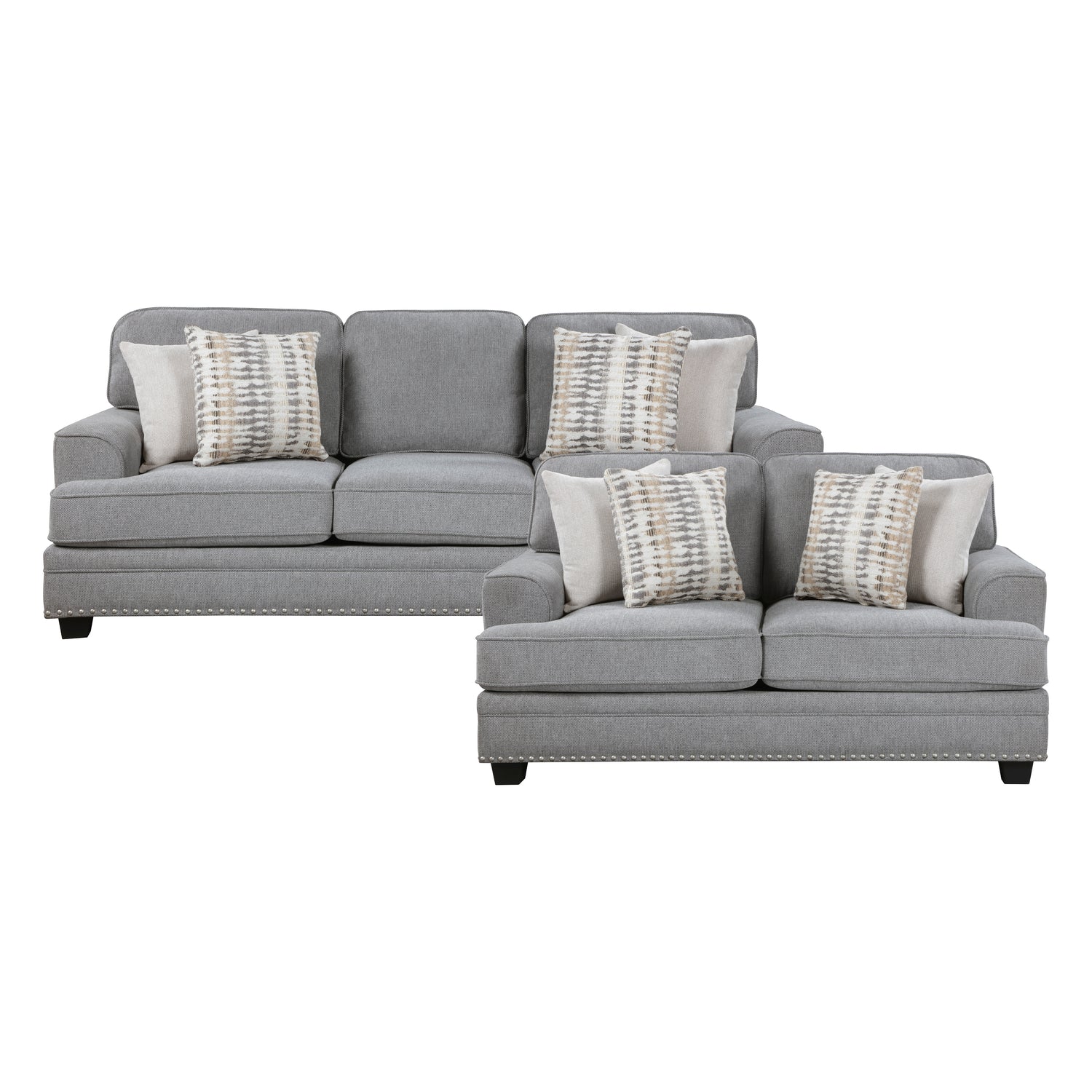 9648GY*2 2pc Set: Sofa, Love - 9648GY*2