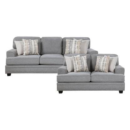 9648GY*2 2pc Set: Sofa, Love - 9648GY*2