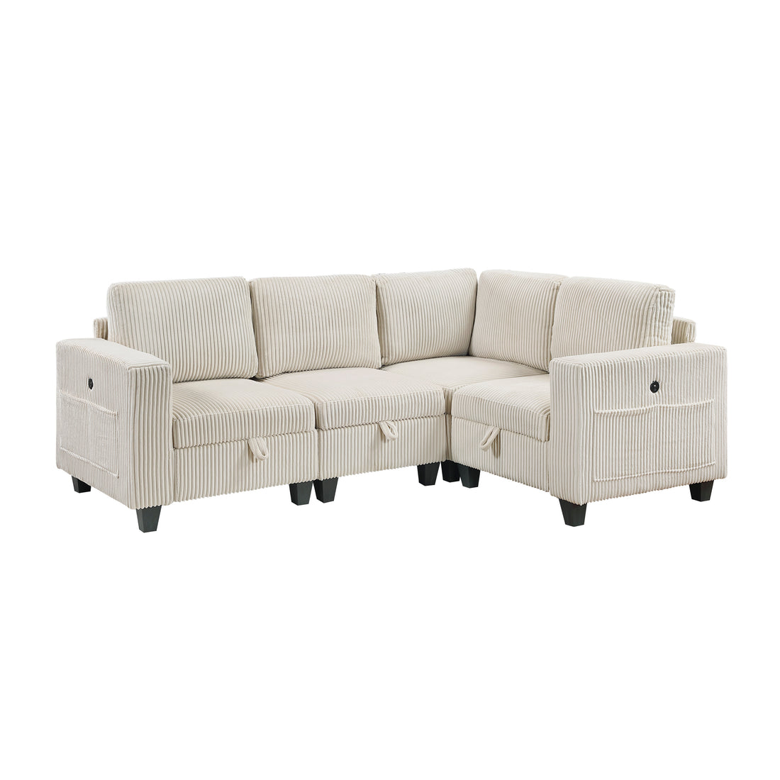 9650NBE*4SC (4)4-Piece Sectional with Storage, Storage Pouches and Charging Ports - 9650NBE*4SC