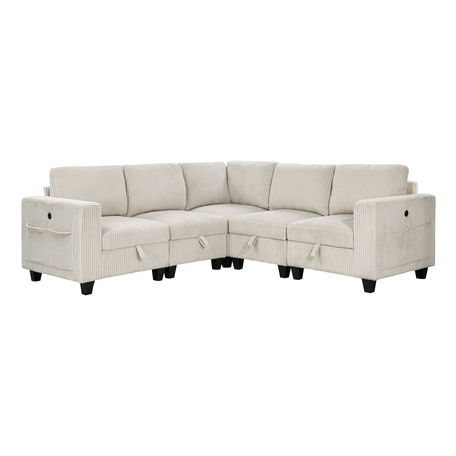 9650NBE*5SC (5)5-Piece Sectional with Storage, Storage Pouches and Charging Ports - 9650NBE*5SC