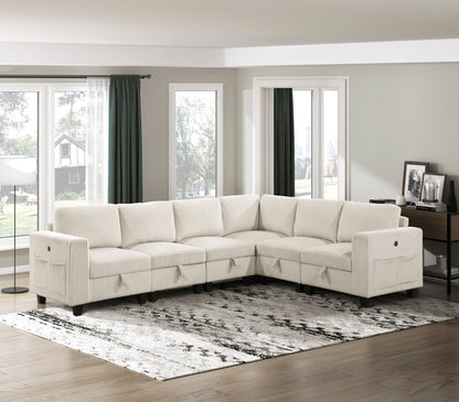 9650NBE*6SC (6)6-Piece Sectional with Storage, Storage Pouches and Charging Ports - 9650NBE*6SC