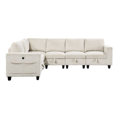 9650NBE*6SC (6)6-Piece Sectional with Storage, Storage Pouches and Charging Ports - 9650NBE*6SC