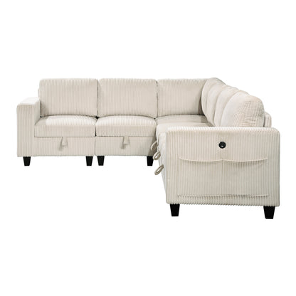 9650NBE*6SC (6)6-Piece Sectional with Storage, Storage Pouches and Charging Ports - 9650NBE*6SC