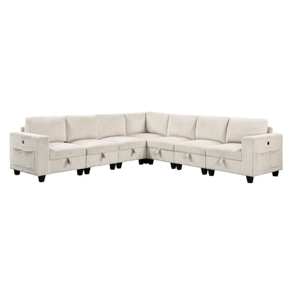 9650NBE*7SC (7)7-Piece Sectional with Storage, Storage Pouches and Charging Ports - 9650NBE*7SC
