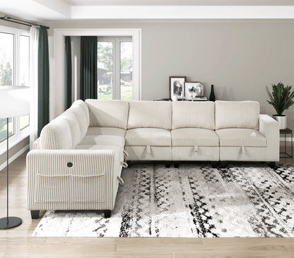 9650NBE*7SC (7)7-Piece Sectional with Storage, Storage Pouches and Charging Ports - 9650NBE*7SC
