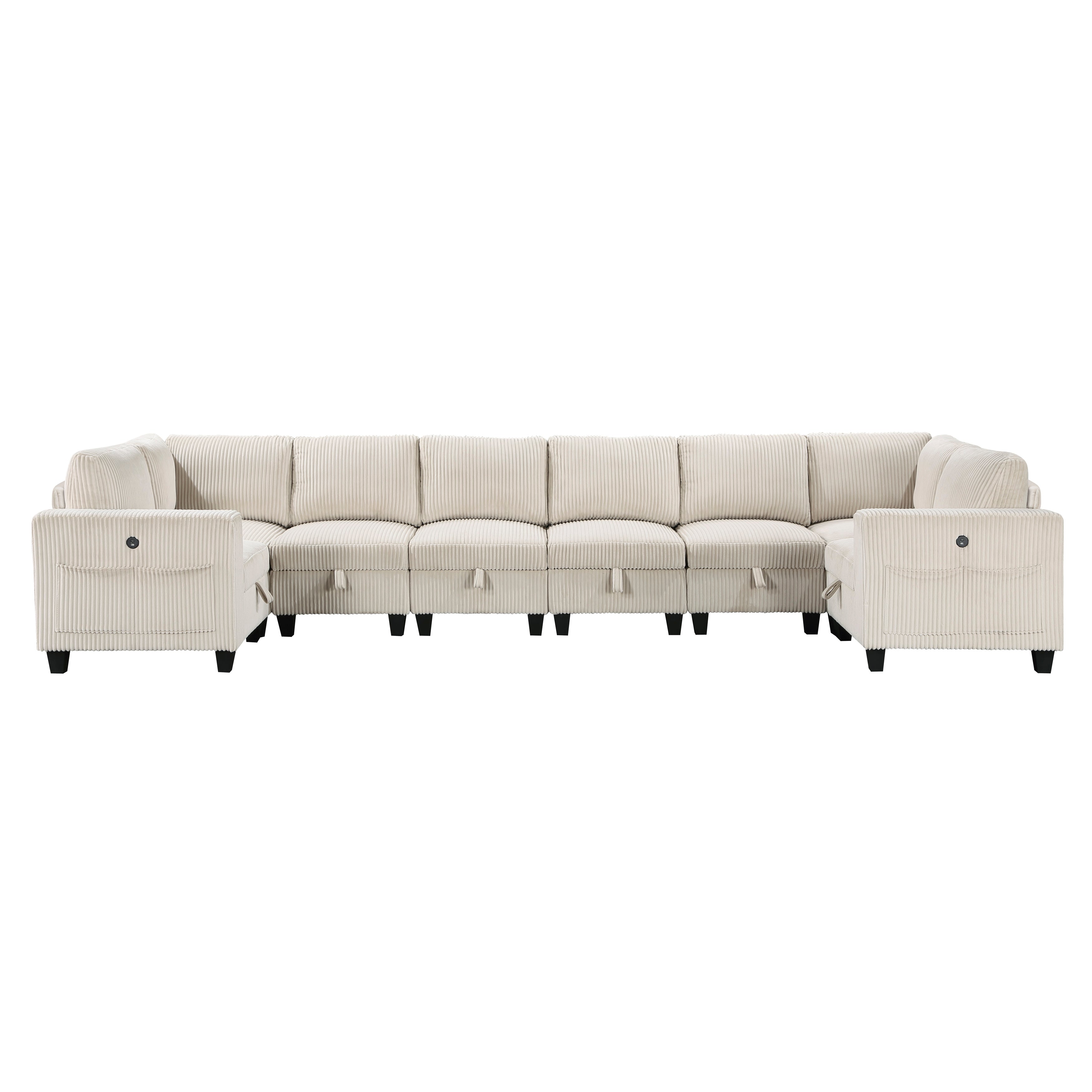 9650NBE*8SC (8)8-Piece Sectional with Storage, Storage Pouches and Charging Ports - 9650NBE*8SC