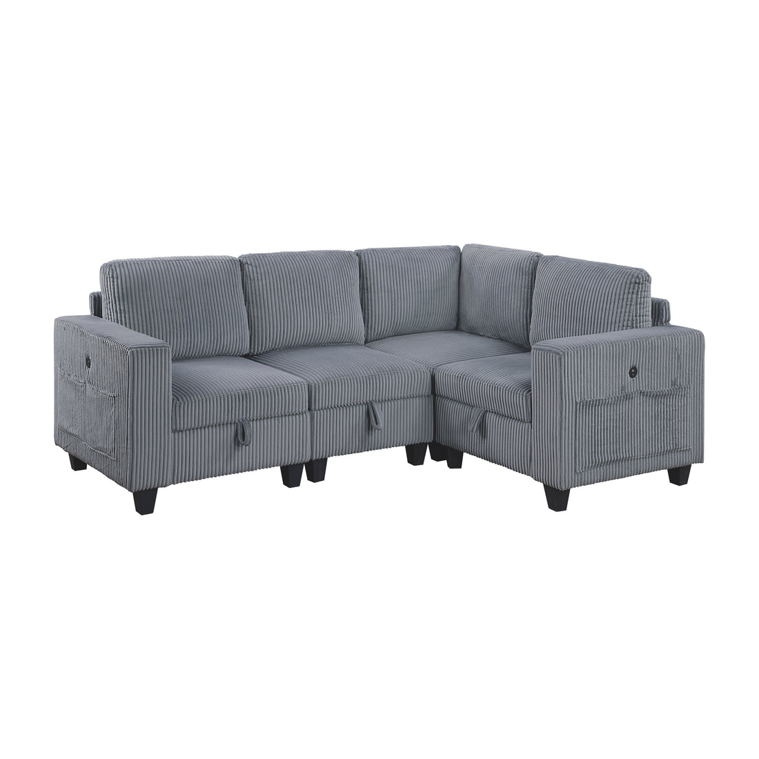 9650NDG*4SC (4)4-Piece Sectional with Storage, Storage Pouches and Charging Ports - 9650NDG*4SC