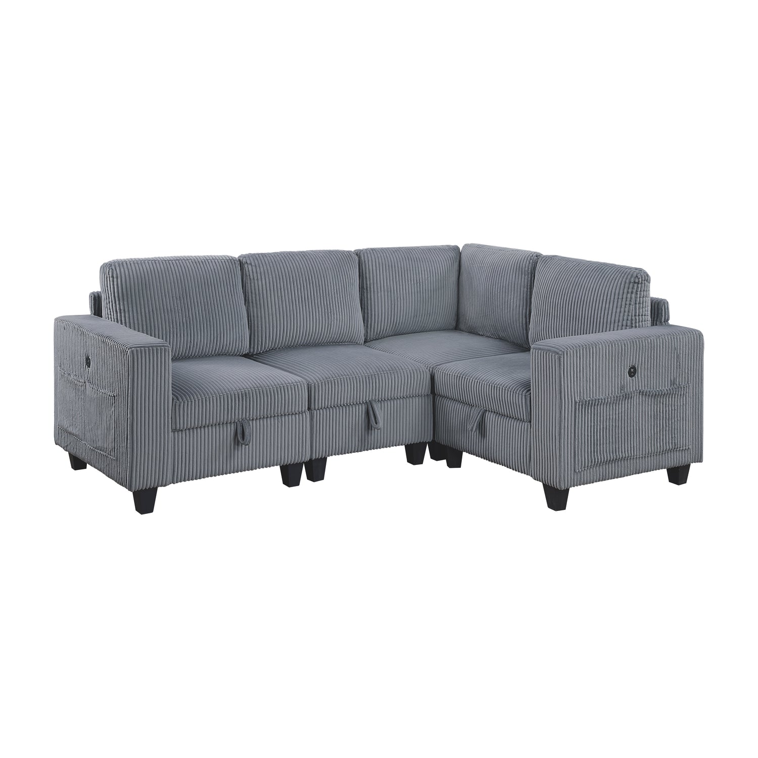 9650NDG*4SC (4)4-Piece Sectional with Storage, Storage Pouches and Charging Ports - 9650NDG*4SC