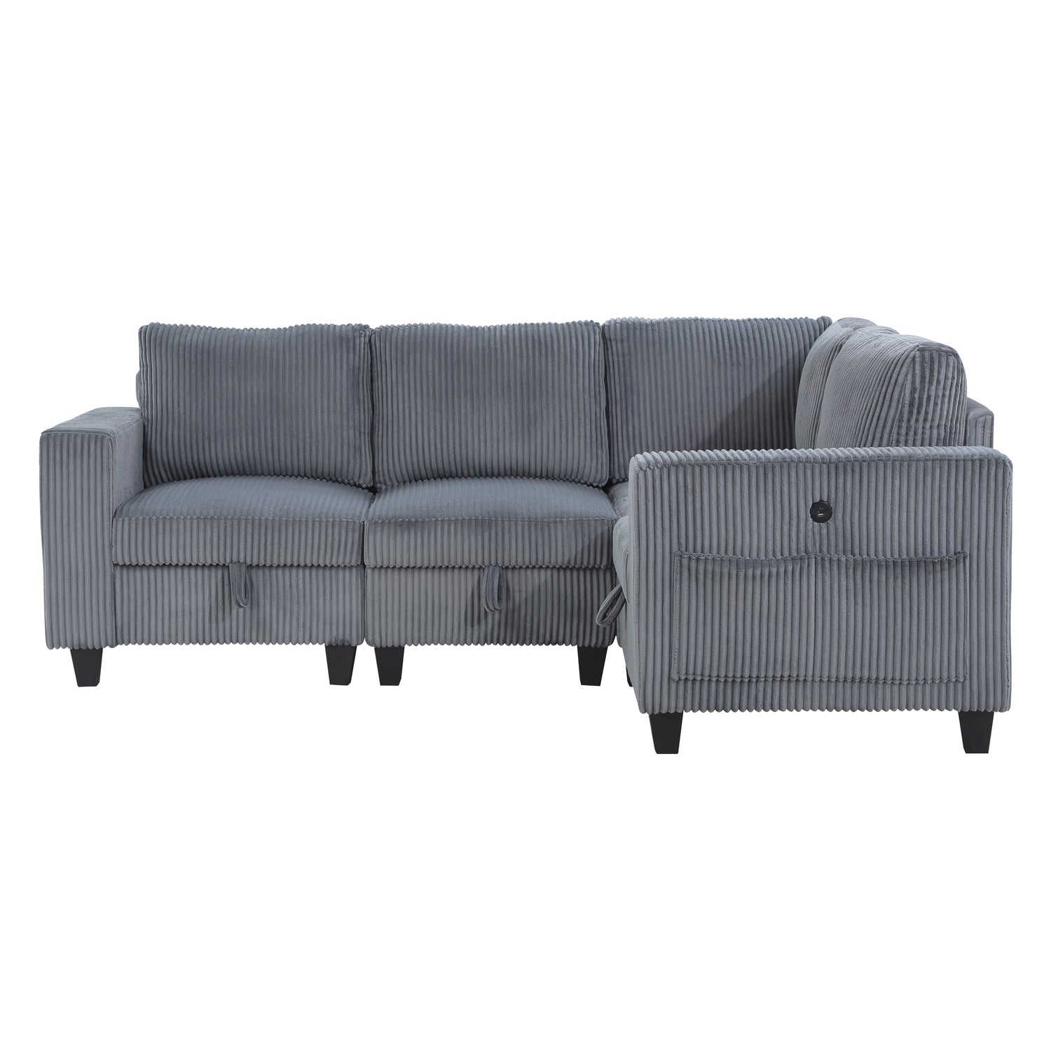 9650NDG*4SC (4)4-Piece Sectional with Storage, Storage Pouches and Charging Ports - 9650NDG*4SC