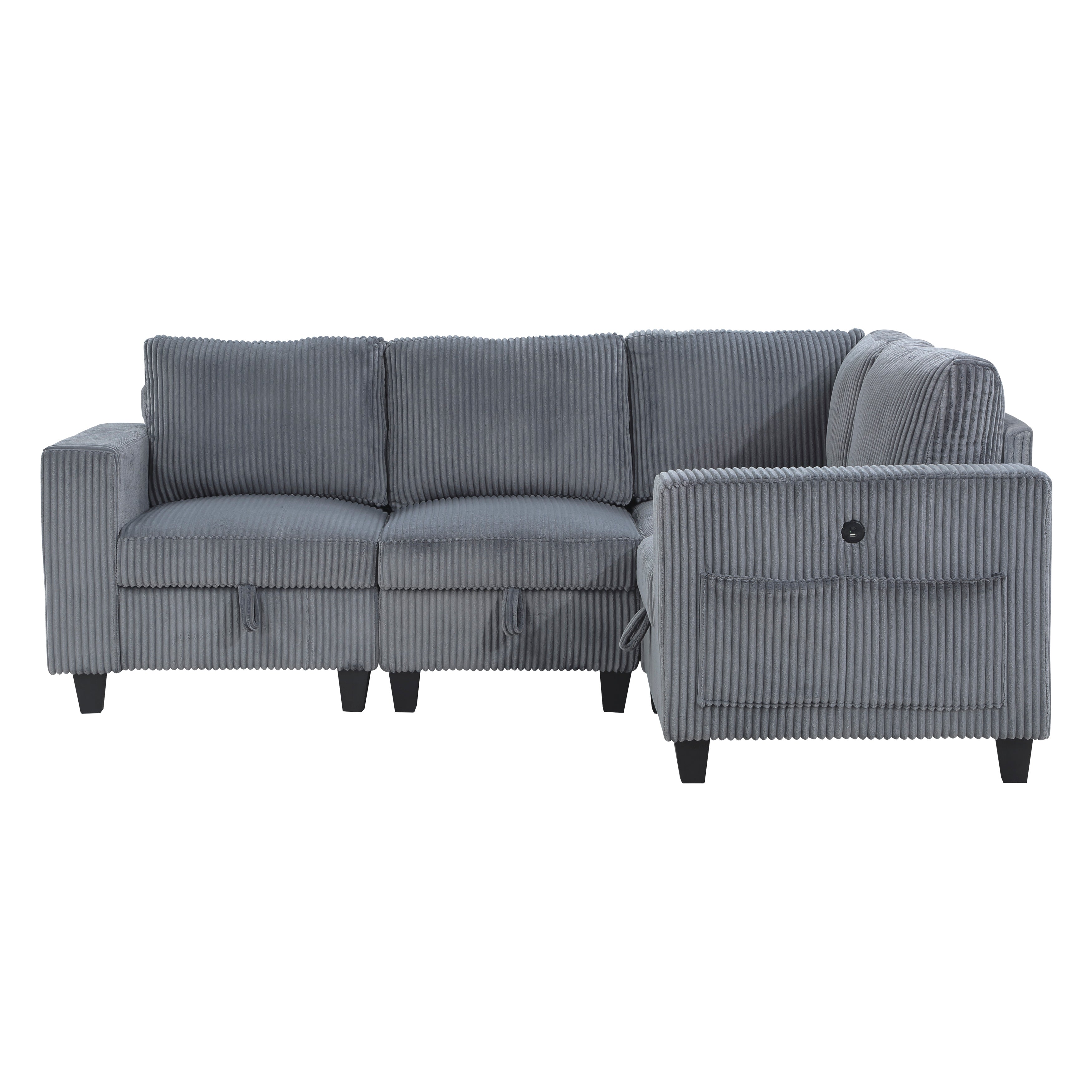 9650NDG*4SC (4)4-Piece Sectional with Storage, Storage Pouches and Charging Ports - 9650NDG*4SC